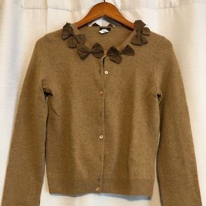 SALE J.Crew Camel Bow Cardigan Cashmere/Wool Blend